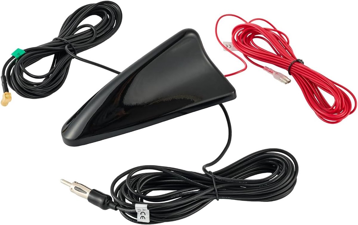 Vecys DAB+ Car Antenna Shark Fin FM/AM Radio Antenna Signal Booster SMB to DIN Plug Connector Car Roof DAB Digital - ShopVlot