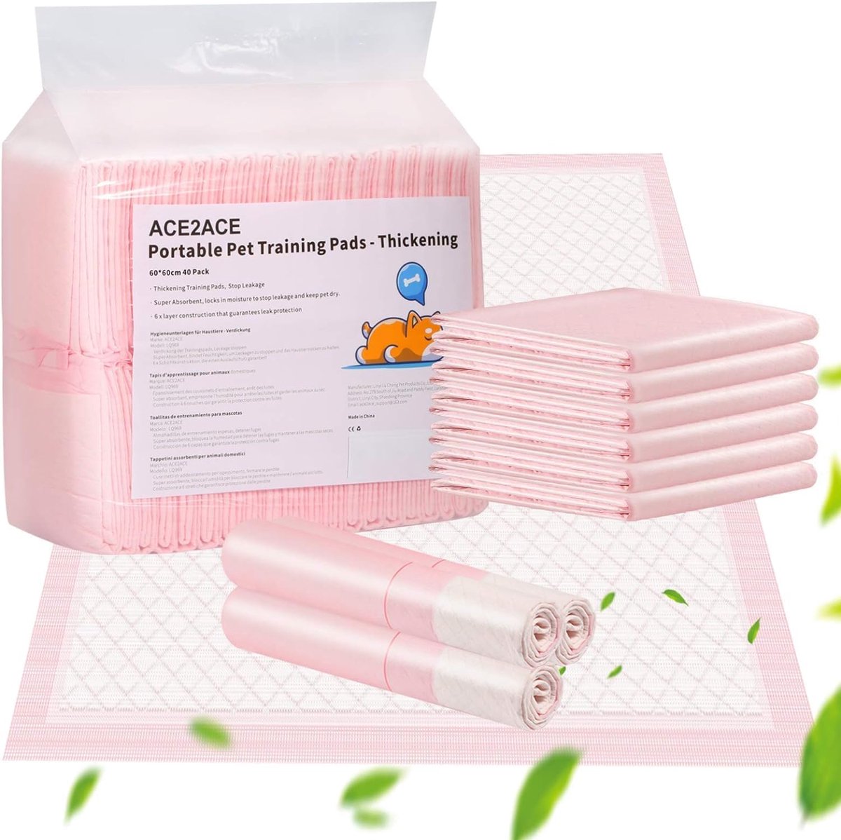 CE2ACE Thickened Pet Training Mats, 60 x 60 cm, 40PACK - Ultra Absorbent Dog Training Pads, Anti-Leak Pee Mats - ShopVlot