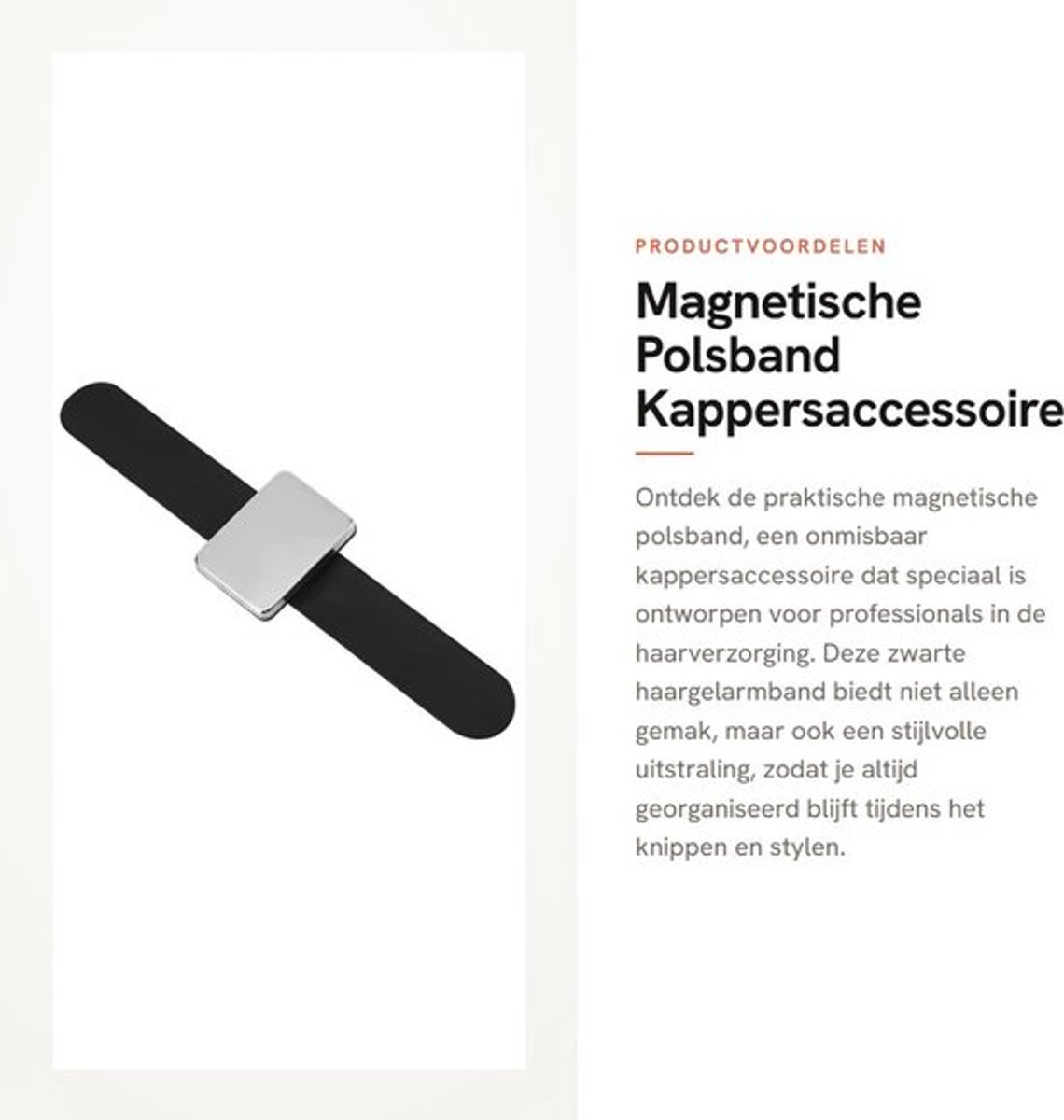 Haargelarmband Magnetisch - Polsband Rubber - Verstelbaar - Kappersaccessoire - Zwart - Comfortabel Draagbaar - Haarklem