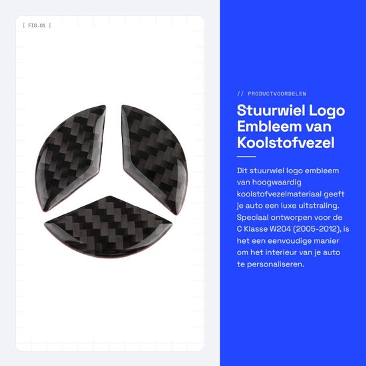 Stuurwiel Logo Hoogwaardig Koolstofvezel - Embleem Kleding - Decoratie - Badge - Interieur - Eenvoudige Installatie