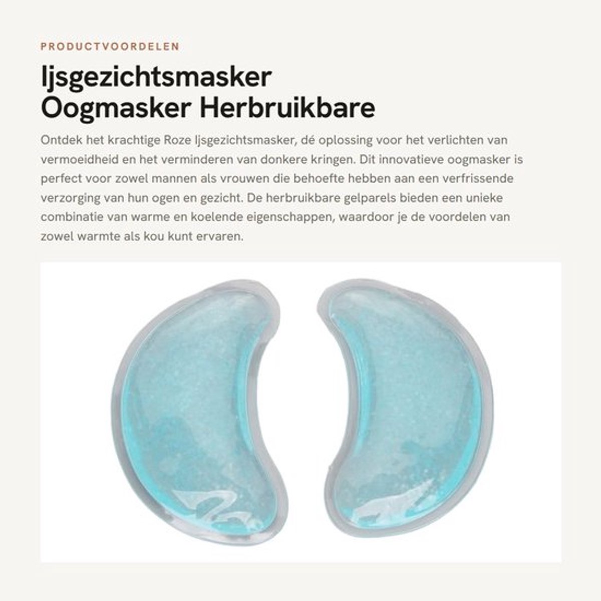 IJsgezichtsmasker Verwarmd - Oogmasker Koud - Oogmasker voor Donkere Kringen - Herbruikbare Gelparels - Anti-vermoeidheid - PVC Materiaal