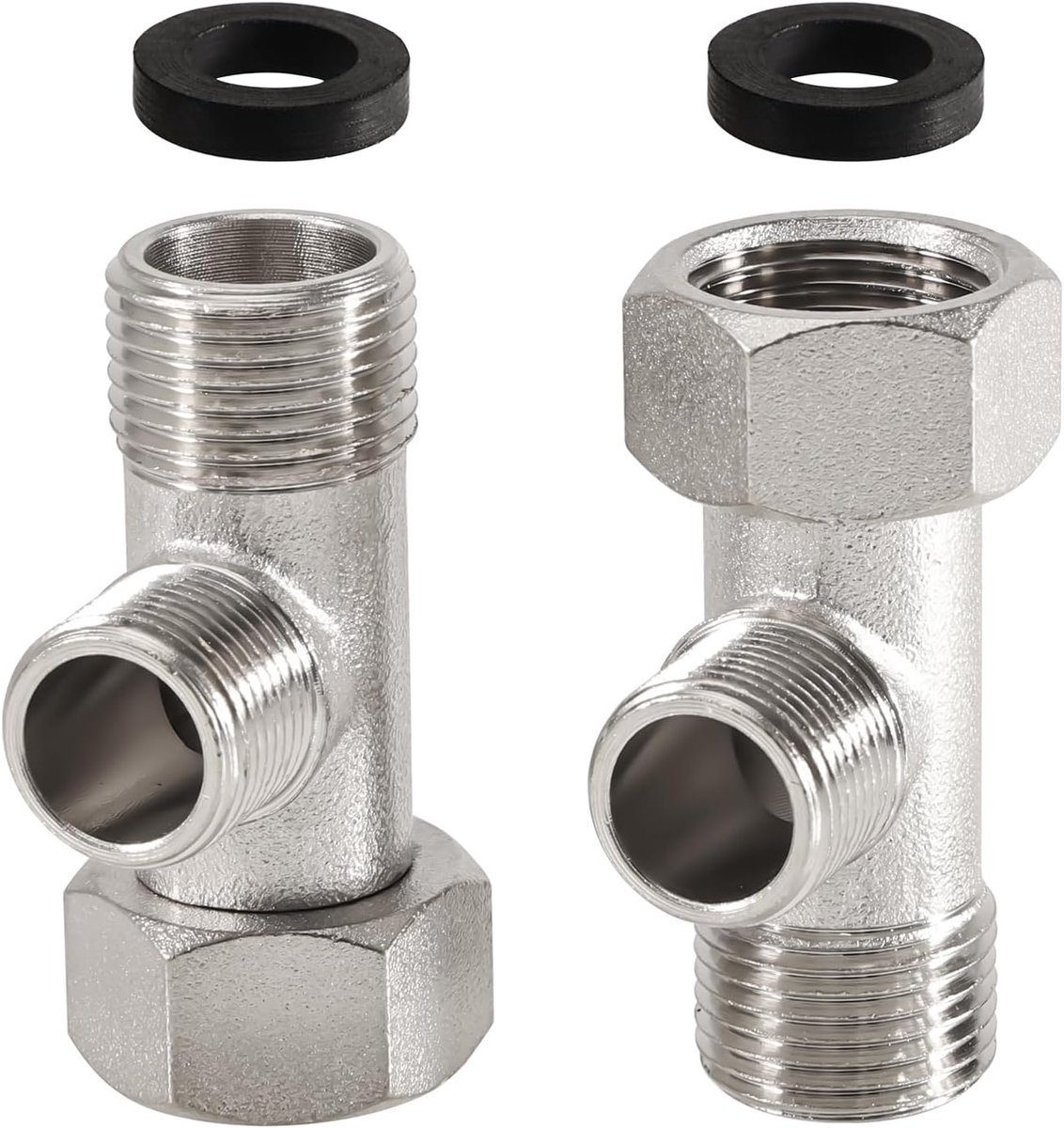 T-stuk wateraansluitingen 3/8 inch - messing 3-weg klep - draaibaar voor toilet en wasmachine - set van 2 - ShopVlot