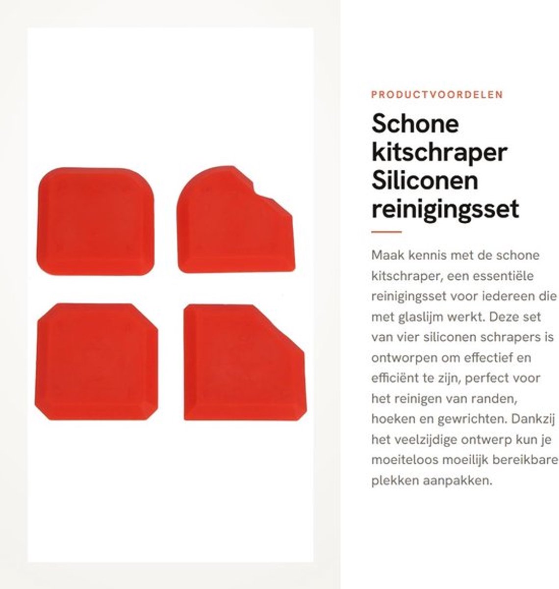 Kitschraper - Reinigingsset 4 stuks - Duurzaam - Herbruikbaar - Multi-Angle-gebruik - Premium materiaal - Afwerkingsset