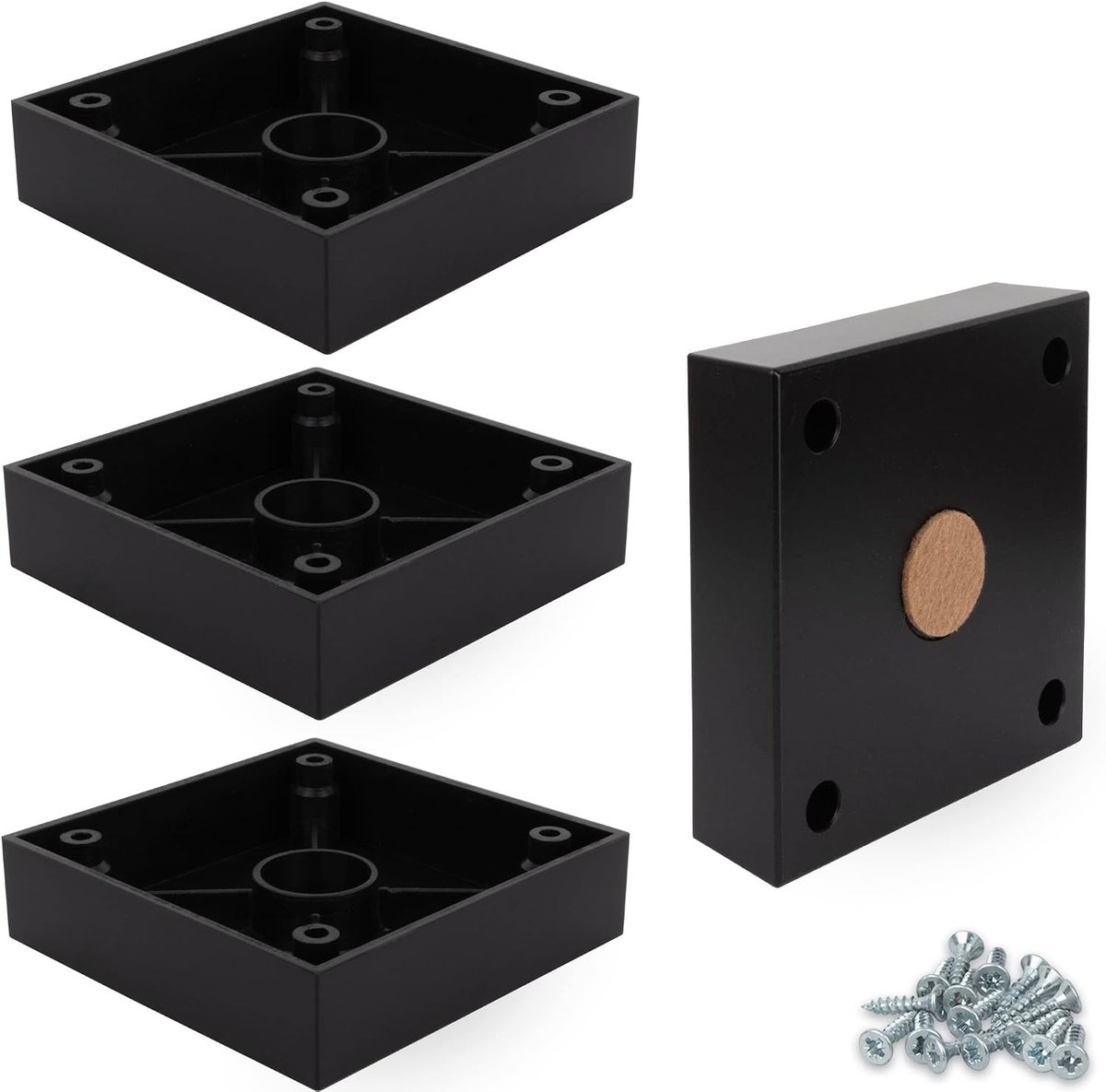 Meubelpoten Cuba Grande - 1 inch Hoog - Zwart - Met Viltglijders voor Bescherming van de Vloer - ShopVlot