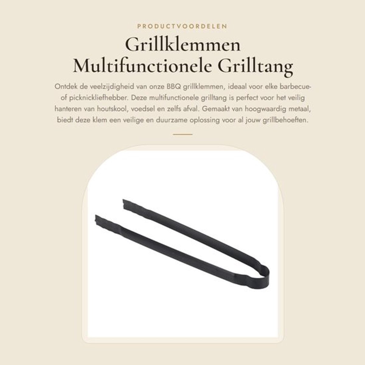 Grillklemmen Multifunctioneel - Houtskoolclip - Metalen Grilltang - Antislip - Hittebestendig - 30 x 1,8 cm - Duurzaam Metaal
