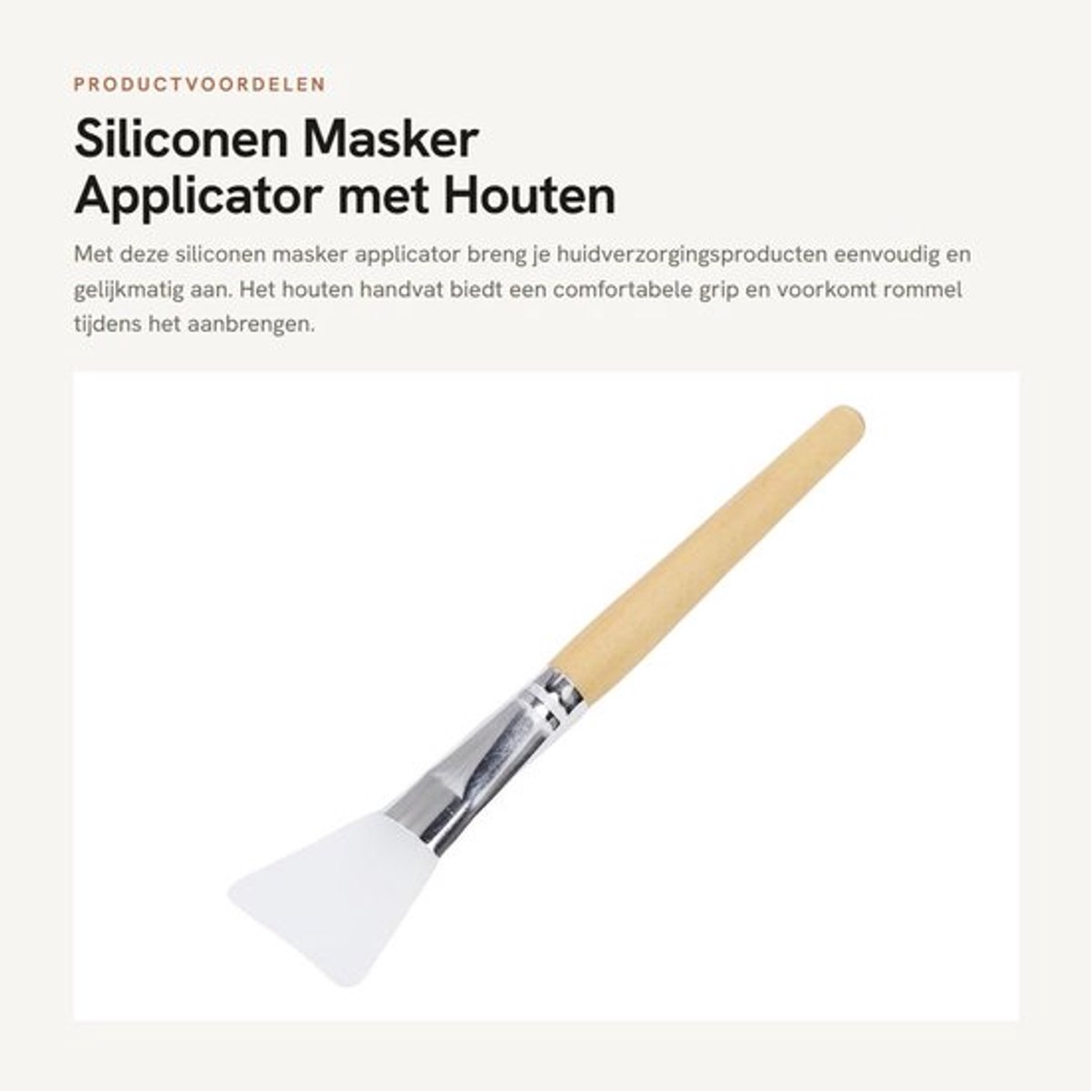 Borstel Huidverzorging - Siliconenkop voor Soepelere Toepassing - Houten Handvat - Geen Puinhoop - Verbeterde Absorptie - Comfortabel Gebruik - Maskerborstel