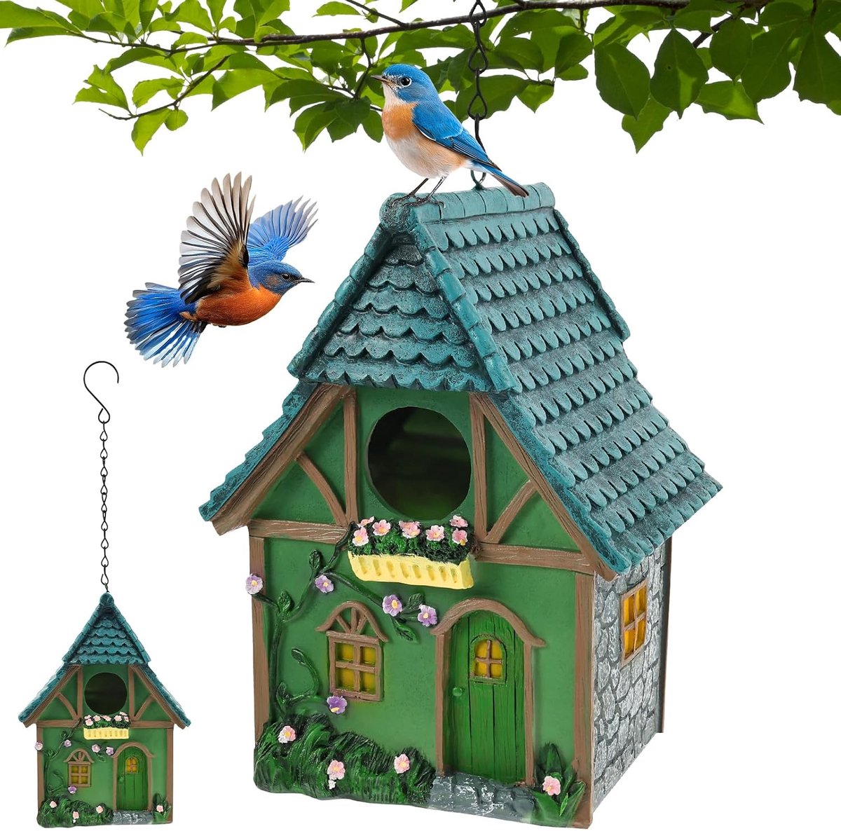 Vogelhuis voor tuin - weerbestendig - hoogwaardige harsstructuur - perfect voor kleine zangvogels - ShopVlot