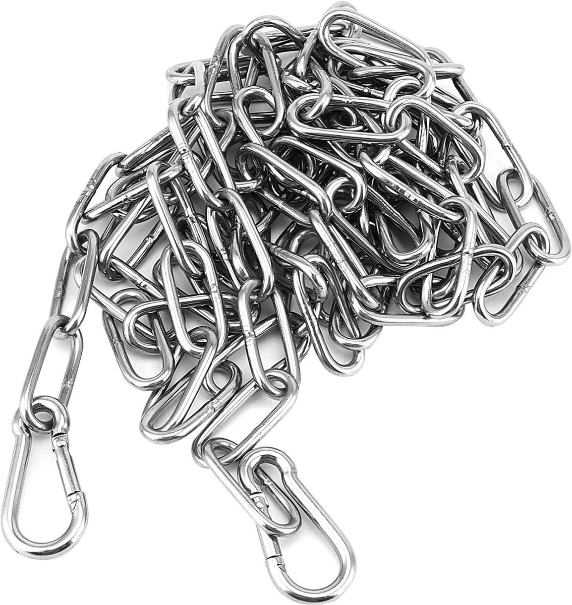 2 Pieces 2 m Stainless Steel Chain 3 mm with 4 Carabiner Hooks, 304 Stainless Steel Chain, Link Chain, End Chain - ShopVlot