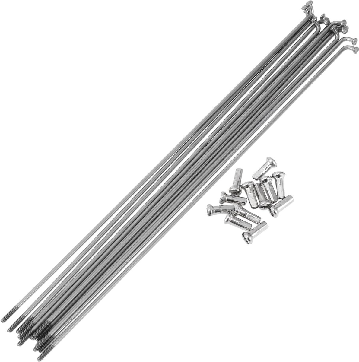 SnelShoppen - 12 Set Fietsspatborden 14G 215mm Fiets Spaken 304 RVS Zilver - Duurzaam en Sterk voor Fietswielen