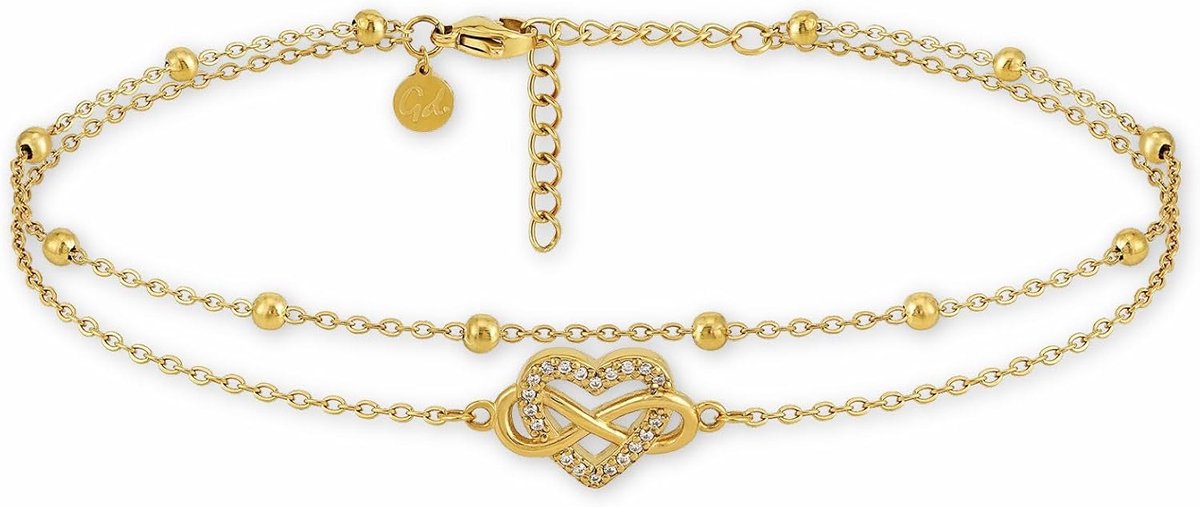Anklet met lagen - oneindige hartvorm - waterdicht en verstelbaar (22-27cm)