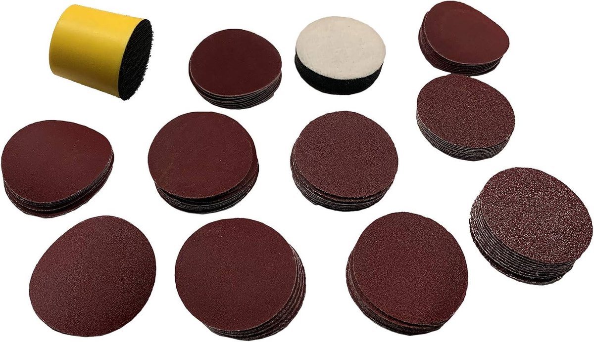 Handschuurblok 50 mm - Set van 100 schuurschijfjes - Korrel 80-2000 - Voor perfect schuurresultaat - ShopVlot