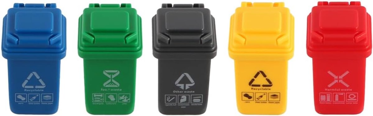 Mini prullenbak op wielen 4 x 2.5 cm - ABS materiaal - decoratief - perfect voor mini kamers - ShopVlot