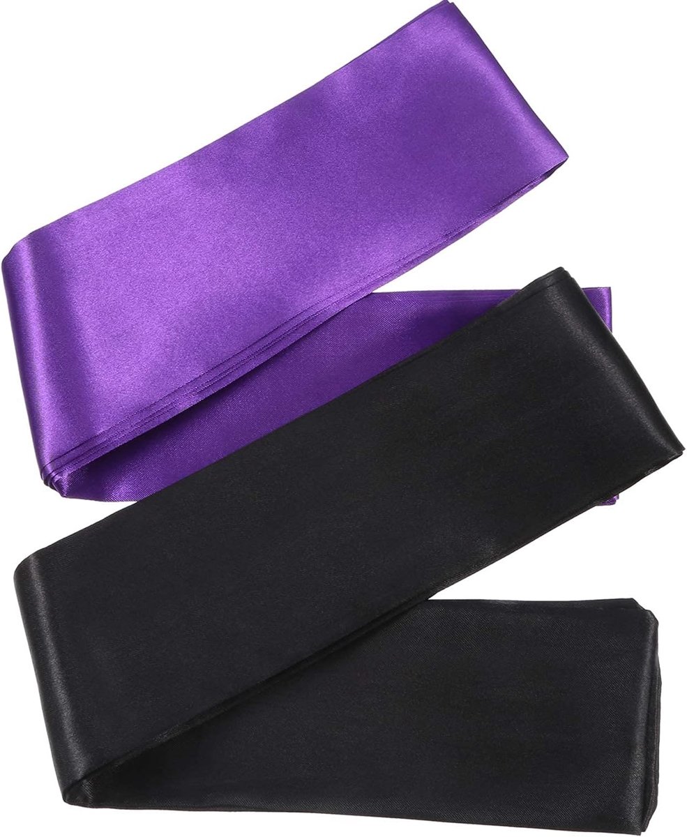 Slaapmasker satijn oogmasker 150 cm - zwart en paars - elegant design - blokkeert licht effectief - ShopVlot
