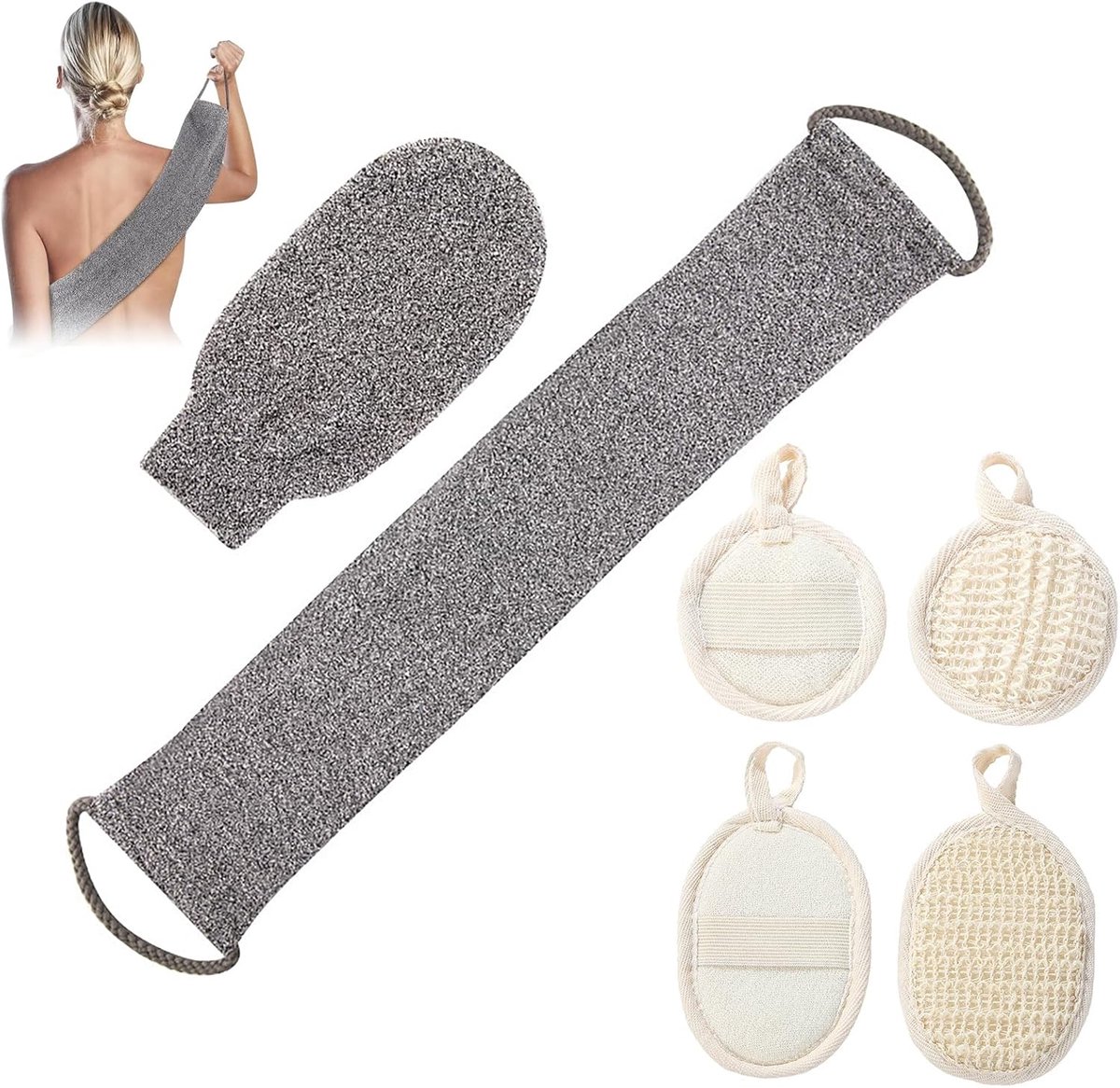 Achterrugschrobber - 100% Natuurlijke Hennep - Exfoliërende Loofah met Handvatten - Ideaal voor Onder de Douche - ShopVlot