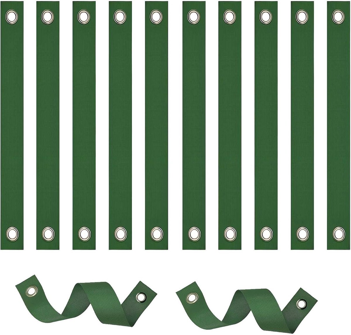 SnelShoppen - 12 Stuks Boomsteunbanden, Zware Duurzame Groene Nylon Plantbinders met Oogjes, Verstelbare Weerbestendige Boomsteunbanden voor Tuin en L