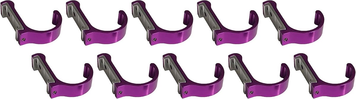 Kledinghaken set van 10 - gebogen aluminium - paars - ideaal voor het ophangen van kleding - ShopVlot