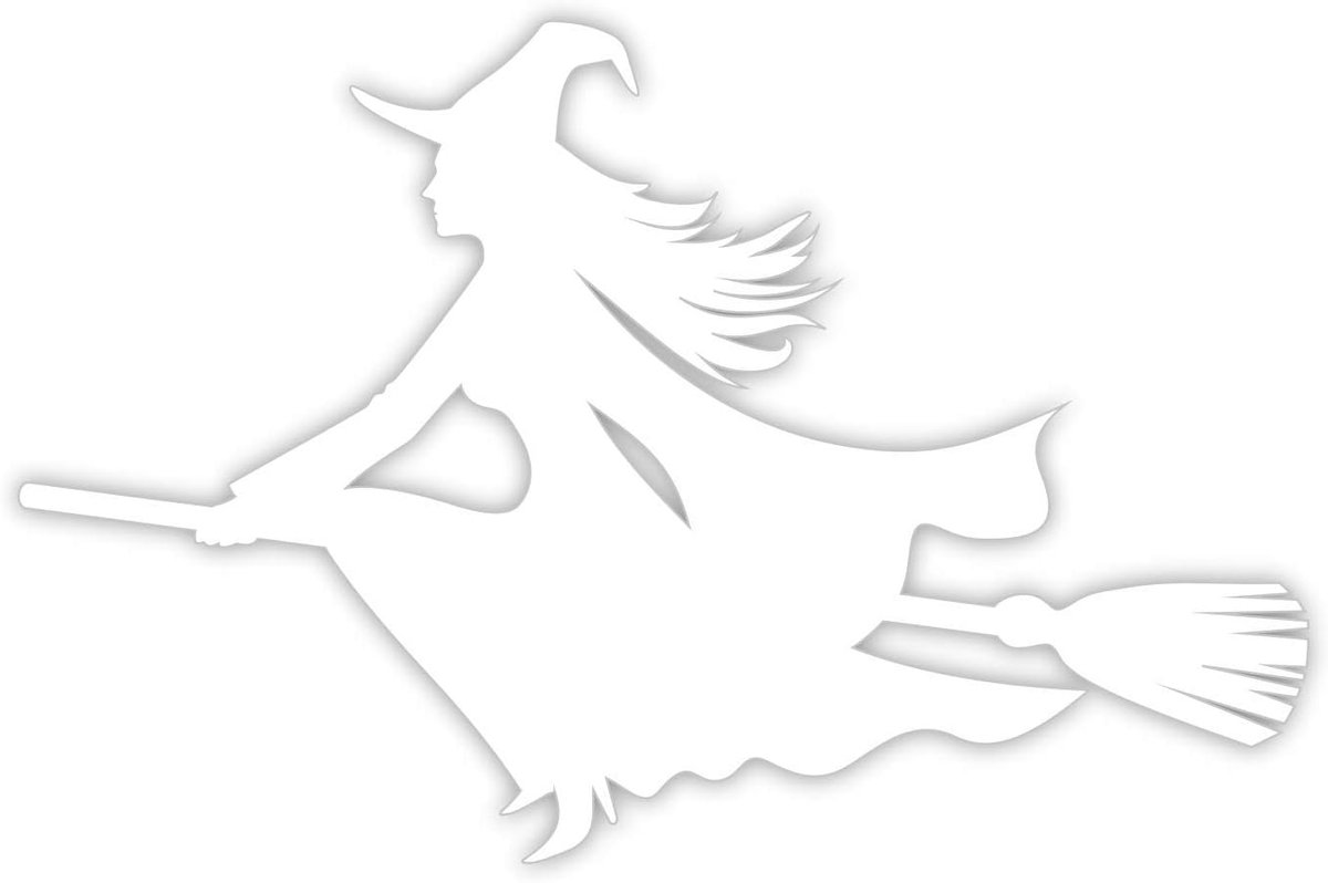 Sticker heks op bezem - 20 x 13.5 cm - weerbestendig - voor auto of laptop - ShopVlot