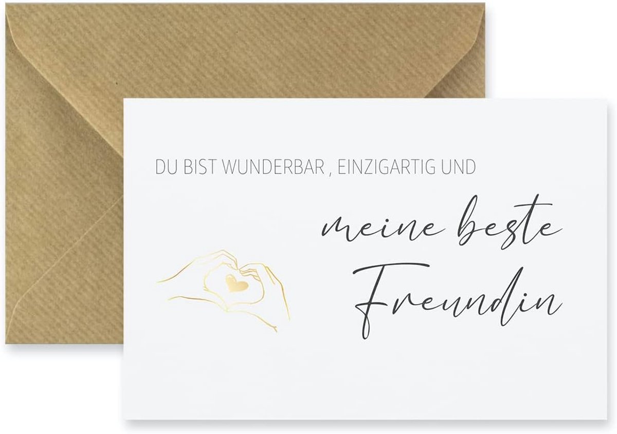 Vriendschap kaart 10,5 x 14,8 cm - Premium papier - Inclusief natuurlijke envelop - Perfect voor je beste vriend - ShopVlot