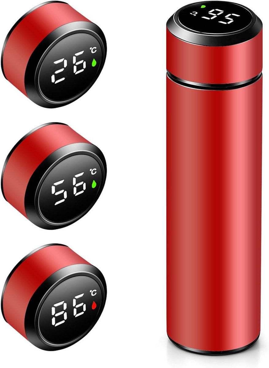 Thermosfles 500 ml - vacuüm geïsoleerd - LED temperatuurweergave - lekvrij voor thuis en kantoor - ShopVlot