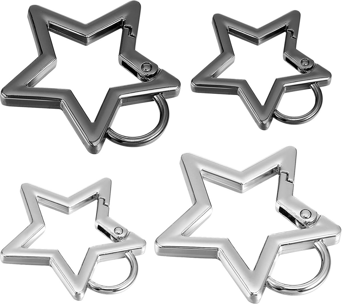 Carabiner haak - stervormig - zilver en zwart - snel te bevestigen voor camping - ShopVlot