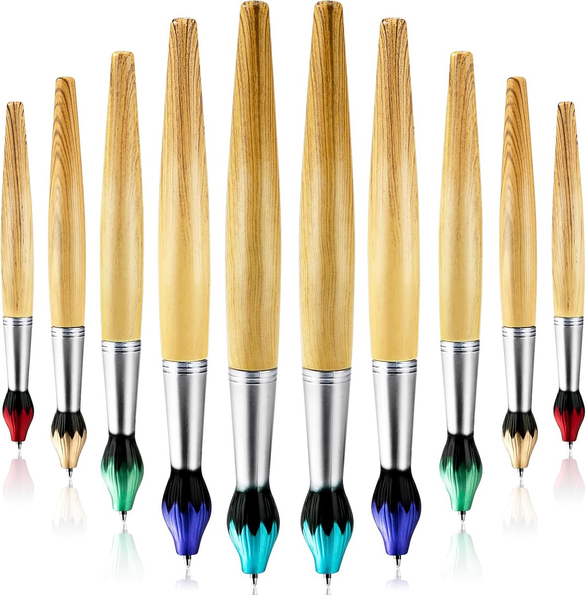Balpen met bamboe vorm - 10 stuks - bamboe hout - soepel schrijven tijdens school of kunstactiviteiten - ShopVlot