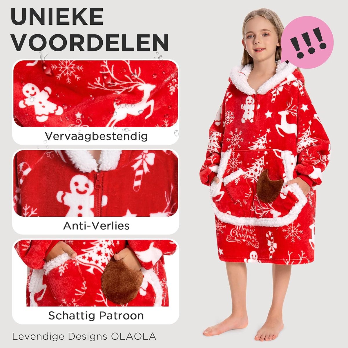 Dekbed met Mouwen en Kap voor Kinderen - Sherpa Fleece - Oversized en Draagbaar - Warm en Gezellig voor Winter - ShopVlot