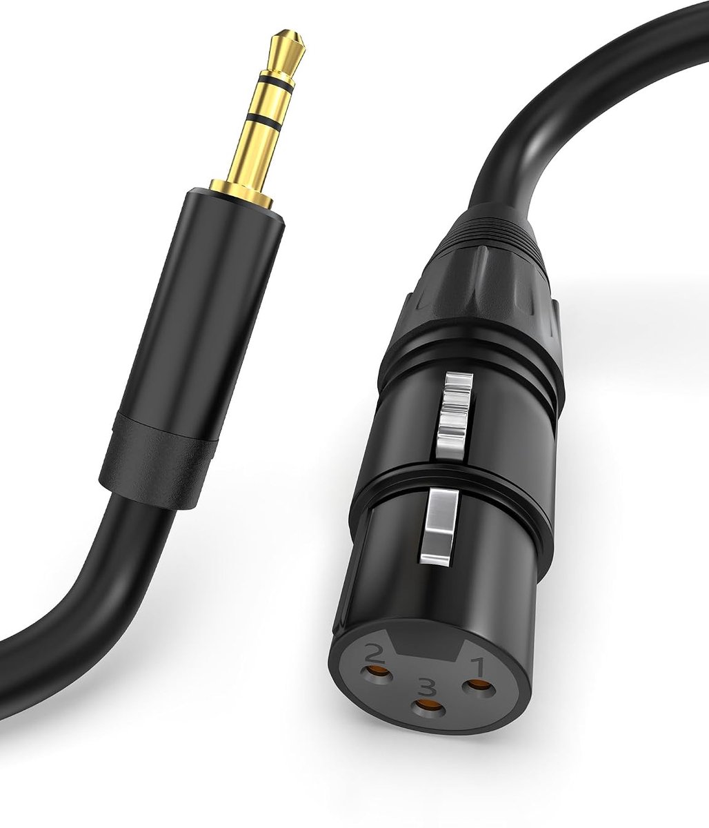 XLR-kabel 1 m - 3,5 mm TRS-stekker naar XLR-bus - uitgebalanceerd - ideaal voor audioverbindingen - ShopVlot