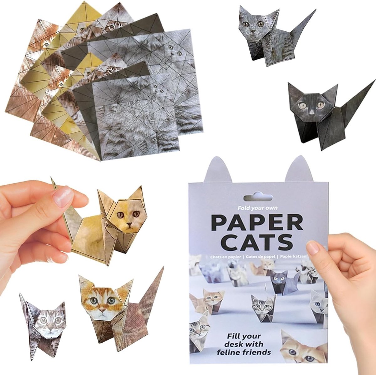 Creatieve DIY Origami Kit met 50 Vellen 3D Papieren voor Handgemaakte Dieren, Perfect voor Decoratie en Cadeaus voor Kattenliefhebbers