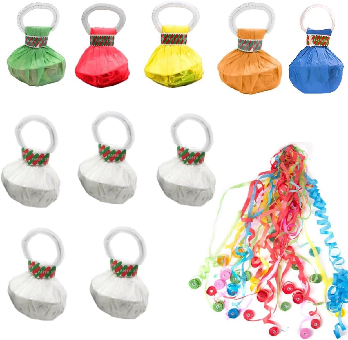 Feestbanner set van 10 - 5 kleuren + 5 wit - 30 meter per banner - perfect voor verjaardagen - ShopVlot
