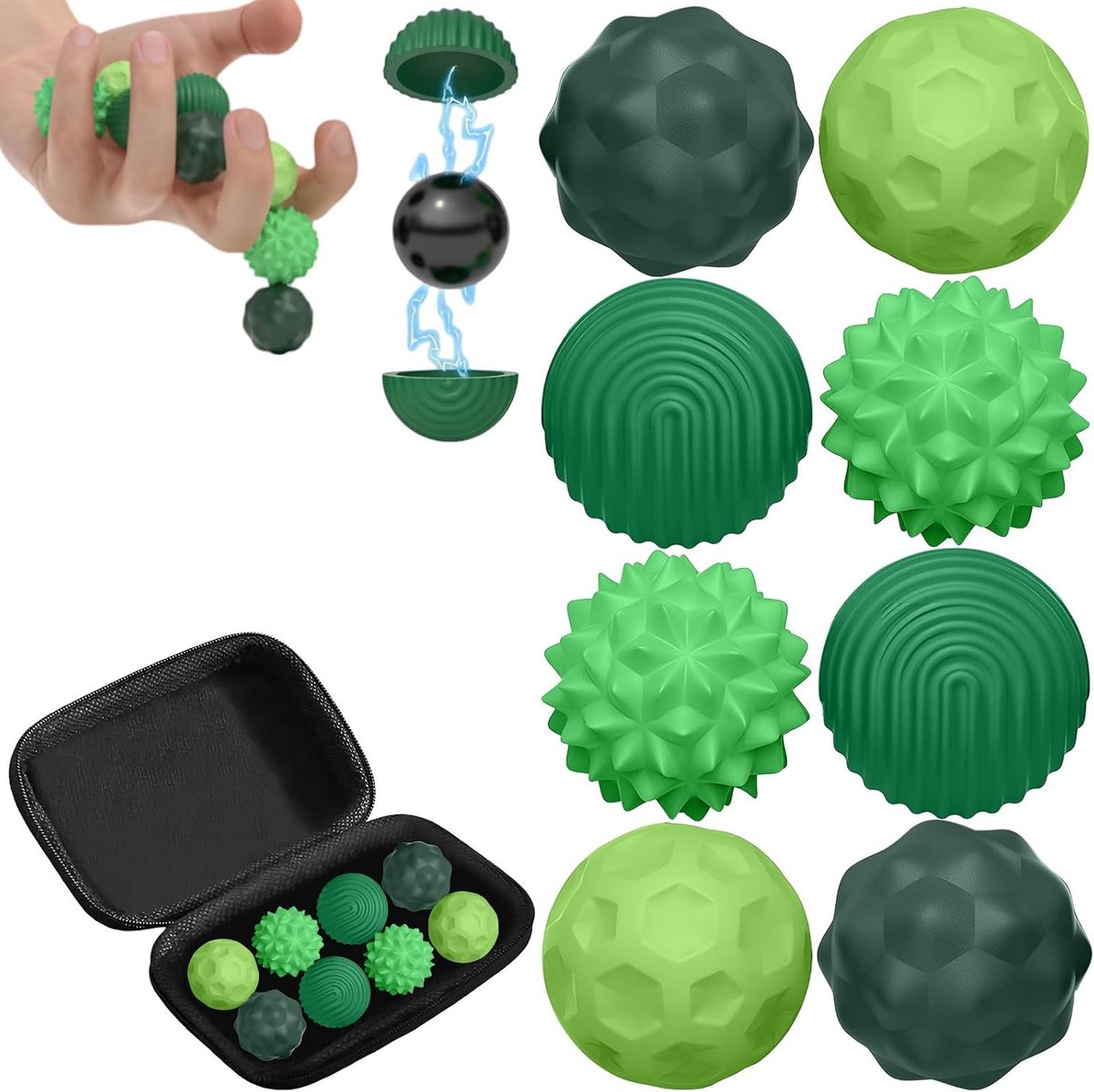 Stressballen 8 stuks - Siliconen magnetische fidgetballen - Antistress speeltjes - Voor ontspanning en focus - ShopVlot