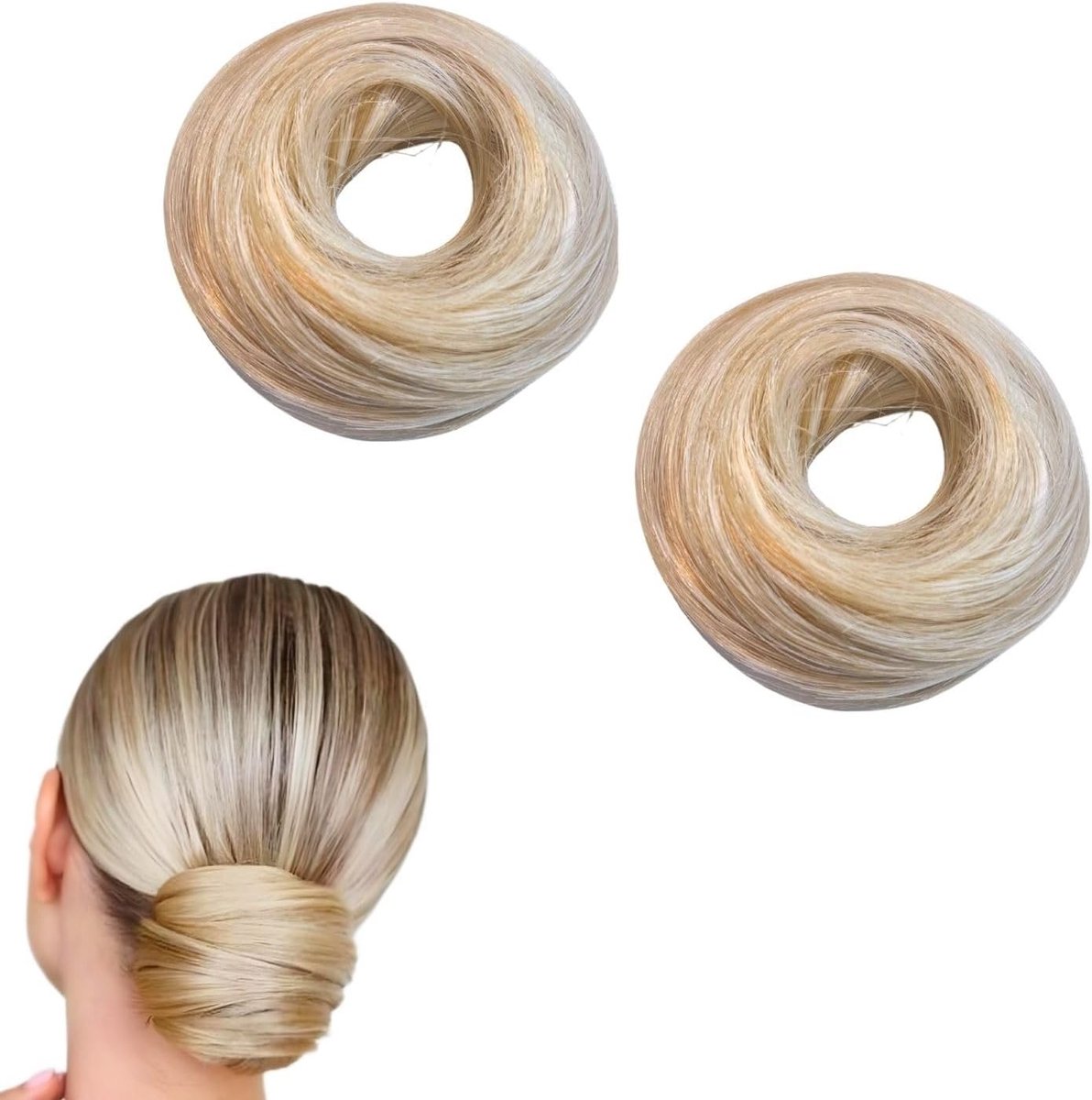 Elastische Haaraccessoires voor Dames - 2 Stuks Scrunchies in Bleach Blonde, Perfect voor Haarstijlen en Buns, Kunsthaar en Donutvormige Haarstukken