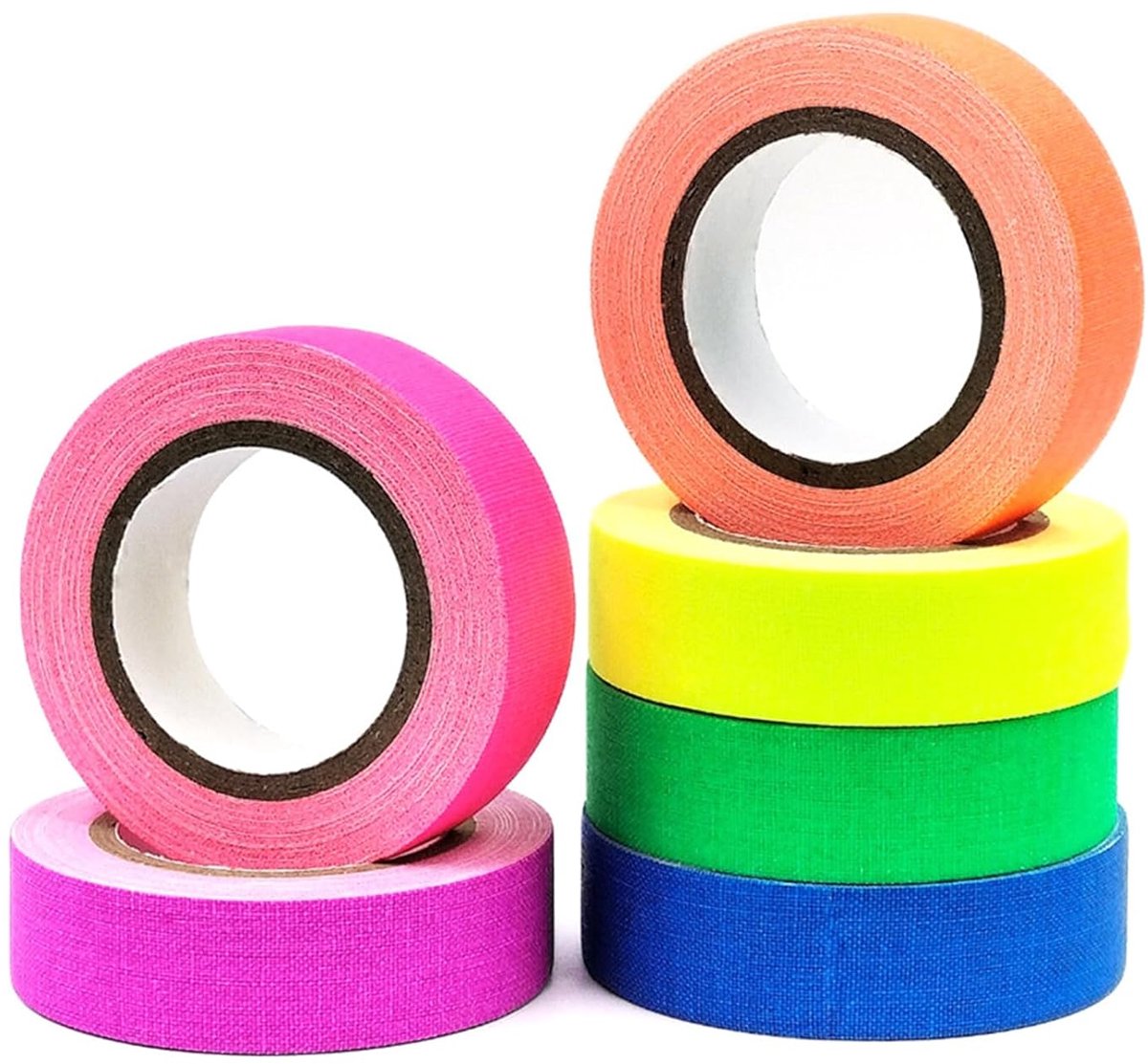 Neon plakband 6 rollen - fluorescerend - oplichtend - perfect voor feestdecoratie - ShopVlot