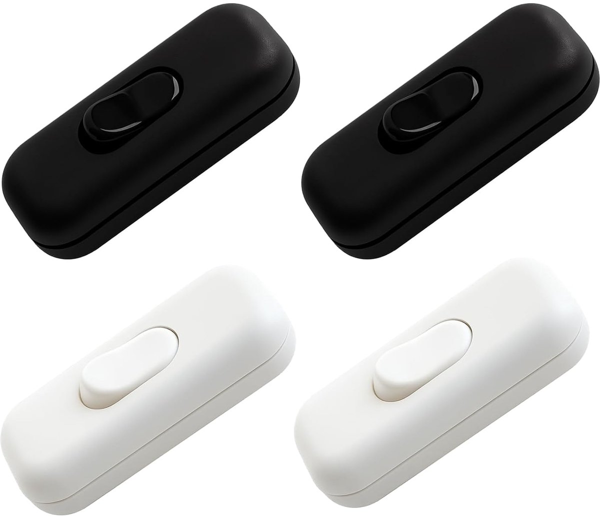 Inline schakelaar 6A 250V - 4 stuks - zwart en wit - ideaal voor lampen - ShopVlot