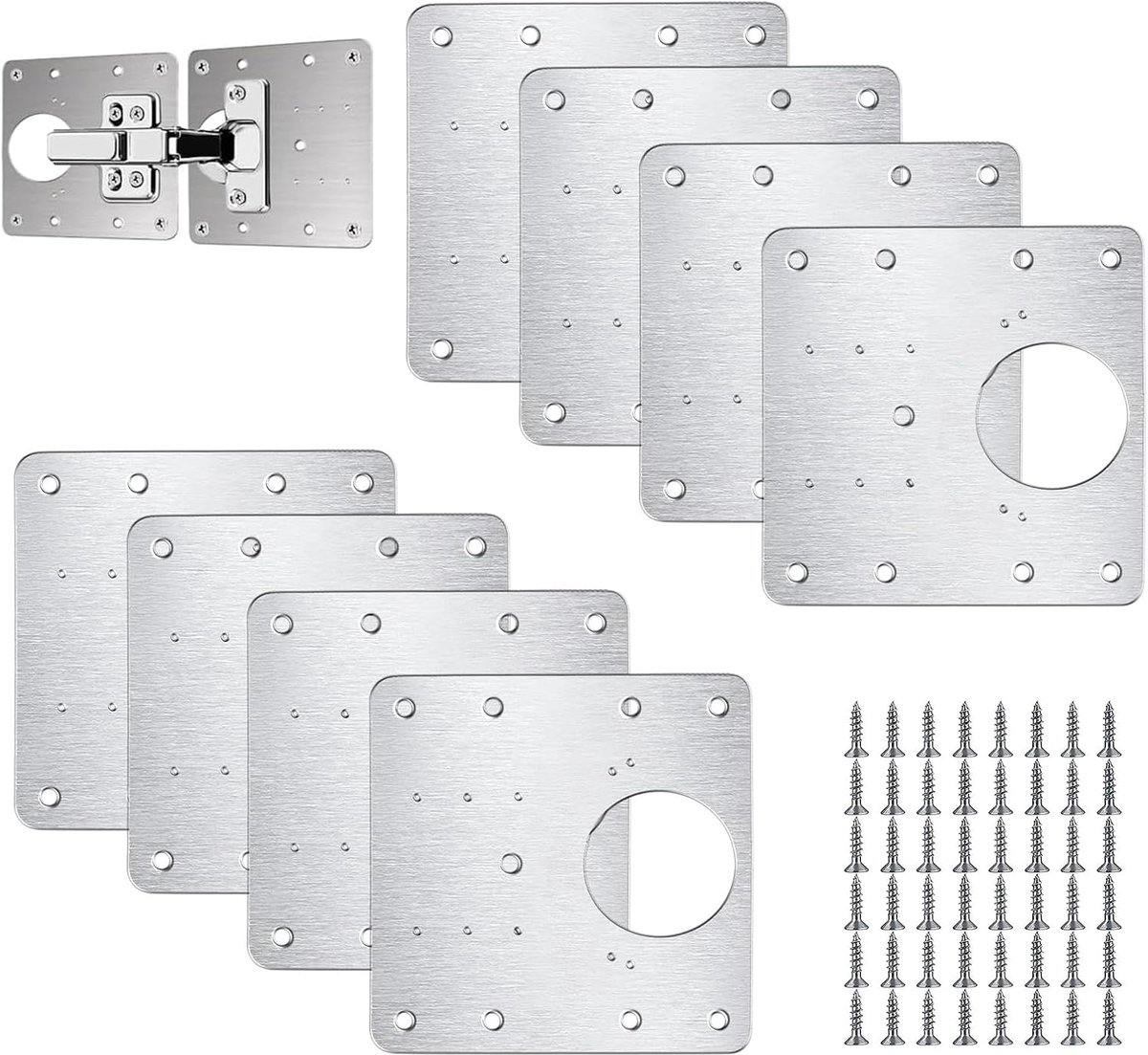 Hinge Repair Plate 8pcs - RVS - Met schroeven - Voor het repareren van kastdeuren - ShopVlot