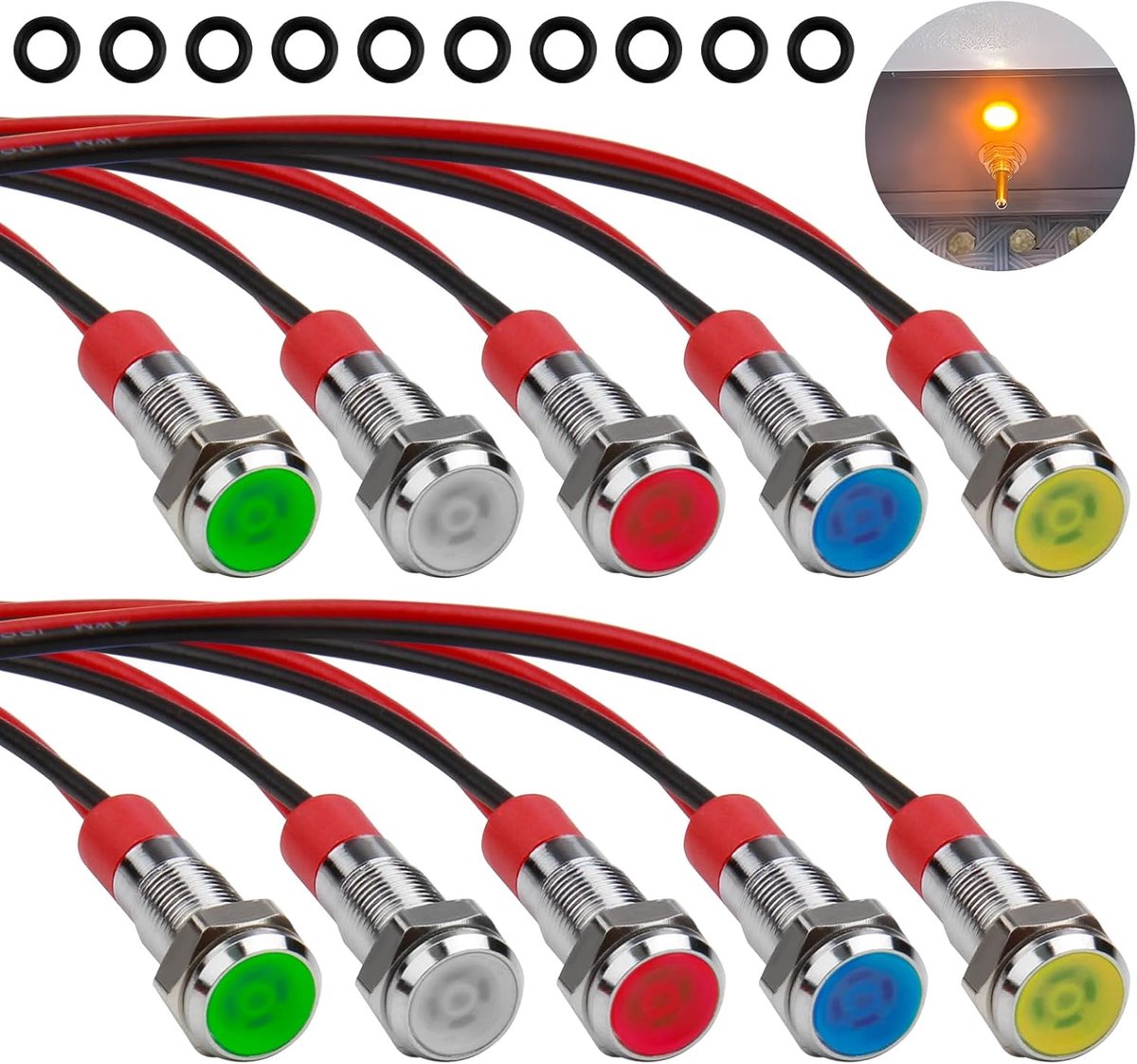 LED indicatoren 6mm - metaal - multi-kleur - ideaal voor voertuigen - ShopVlot