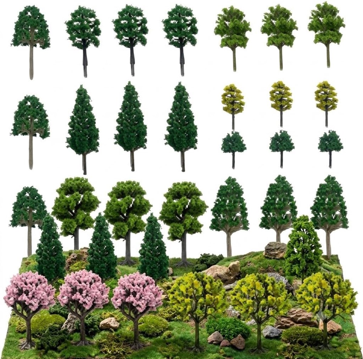 Modelbouwbomen 30 stuks - Kunstmatig - Realistisch design - Ideaal voor modelbaan - ShopVlot