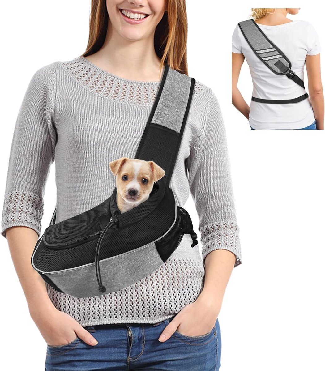 Draagtas voor kleine honden en katten - schoudertas - verstelbaar met gewatteerde schouderband - ShopVlot