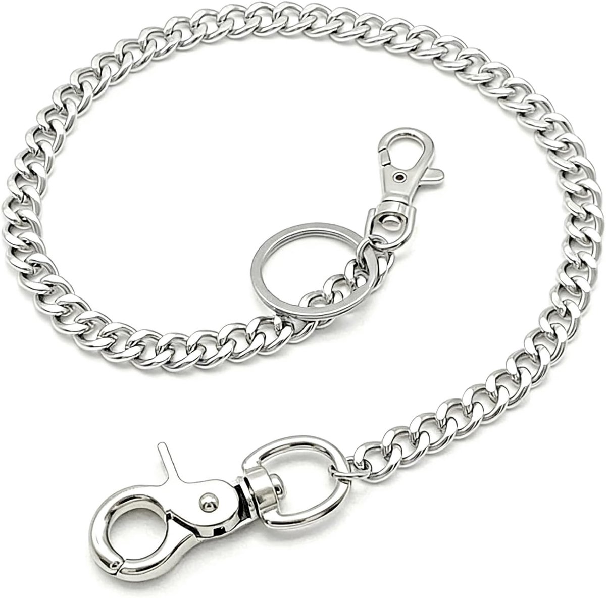 Broekketting 55 cm - Zilveren punkketting - Karabijnhaak - Uniseks portemonnee accessoire - ShopVlot