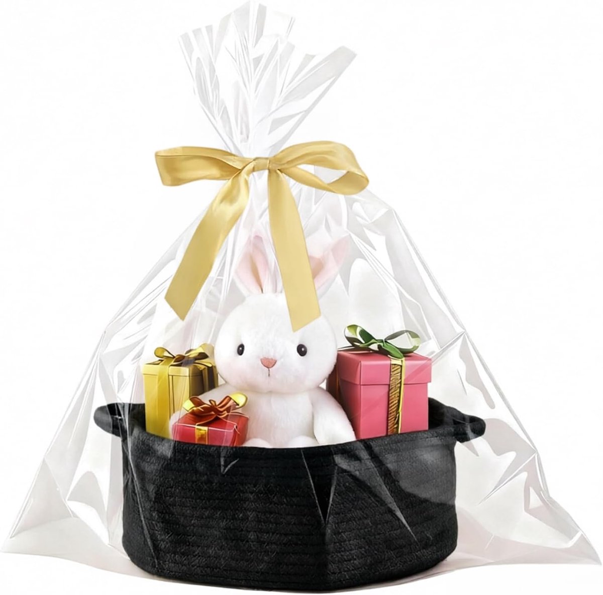 Cadeaumand zwart - katoenen touw - gevlochten met strik - ideaal voor geschenken - ShopVlot