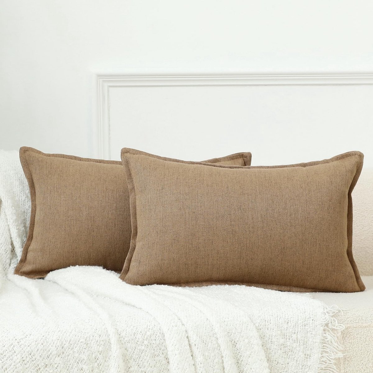 Lumbale kussenslopen 30x50cm - grijs linnen - set van 2 - rustieke boho stijl - ShopVlot