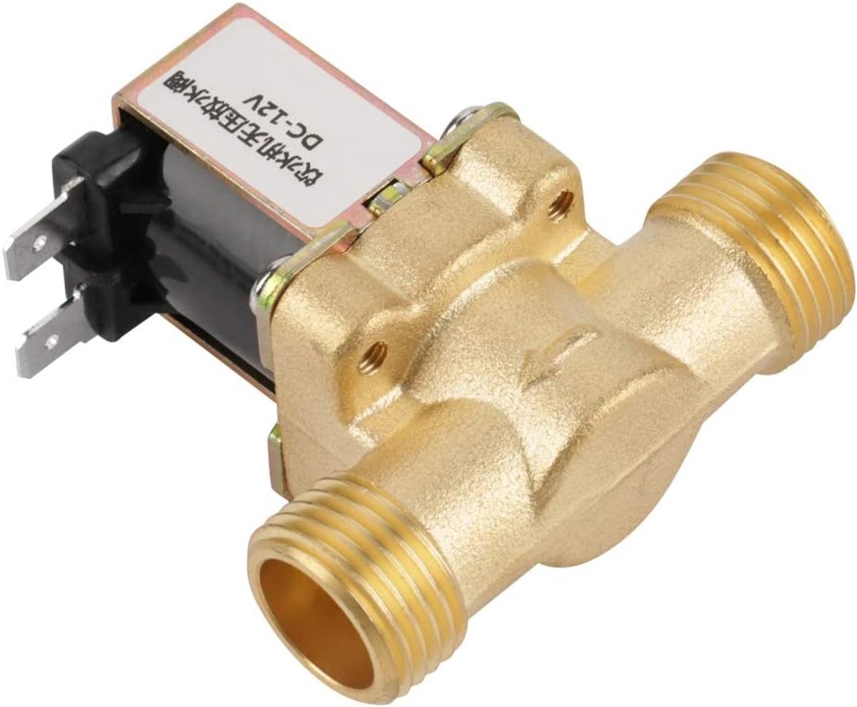 SnelShoppen - Normaal Gesloten Elektrische Solenoidklep G1/2 12V N/C Tweerichtingsventiel voor Water tot 55°C, eenvoudig te installeren, geschikt voor