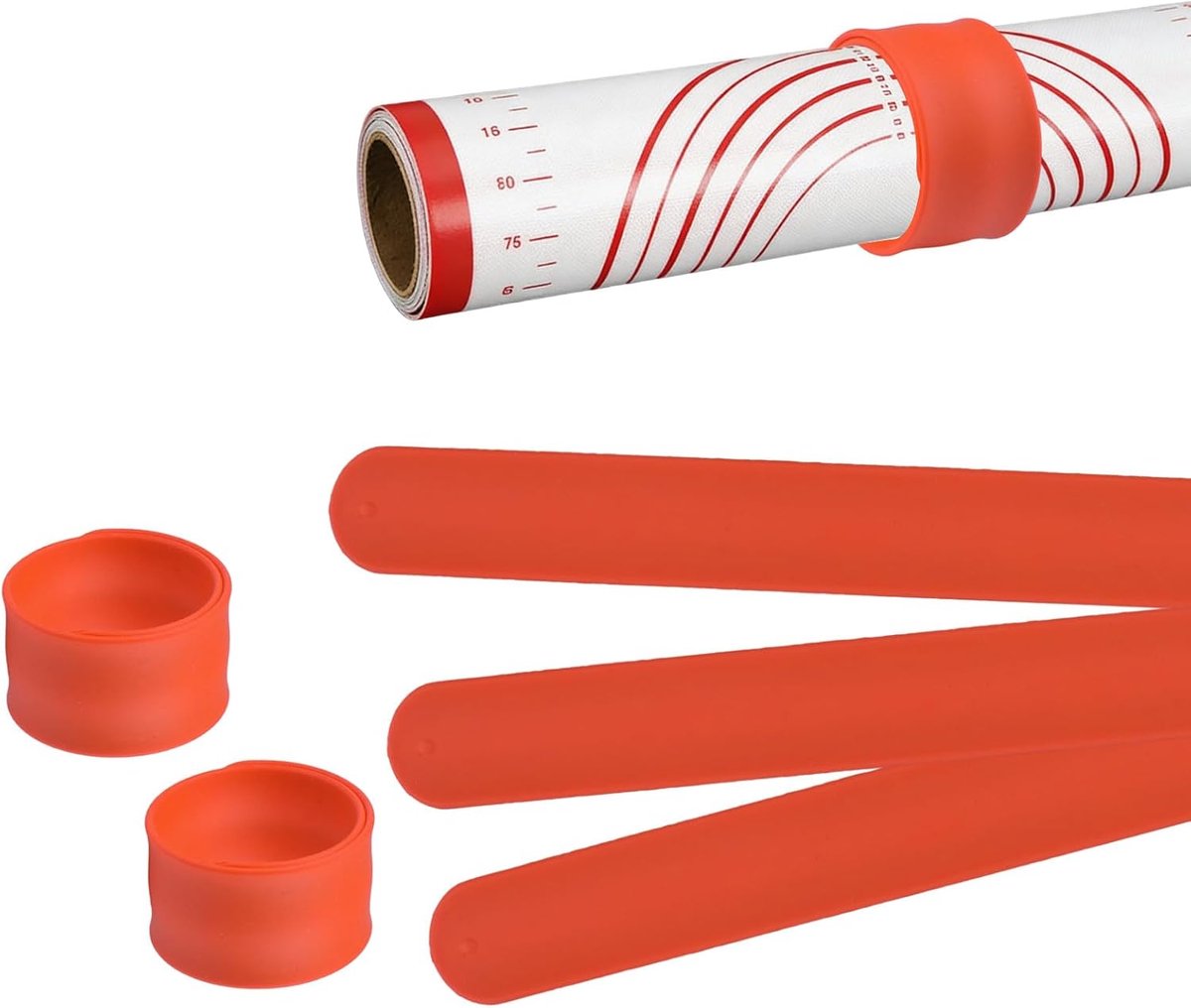 Siliconen opbergband 5 stuks - flexibel en duurzaam - voor bakmatten en papierrollen - ideale thuisoplossing - ShopVlot