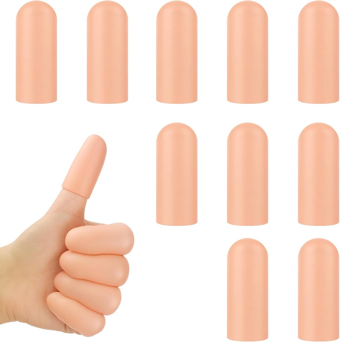 Siliconen vingerbeschermers 10 stuks - huidsiliconen - herbruikbaar - bescherming bij wonden - ShopVlot