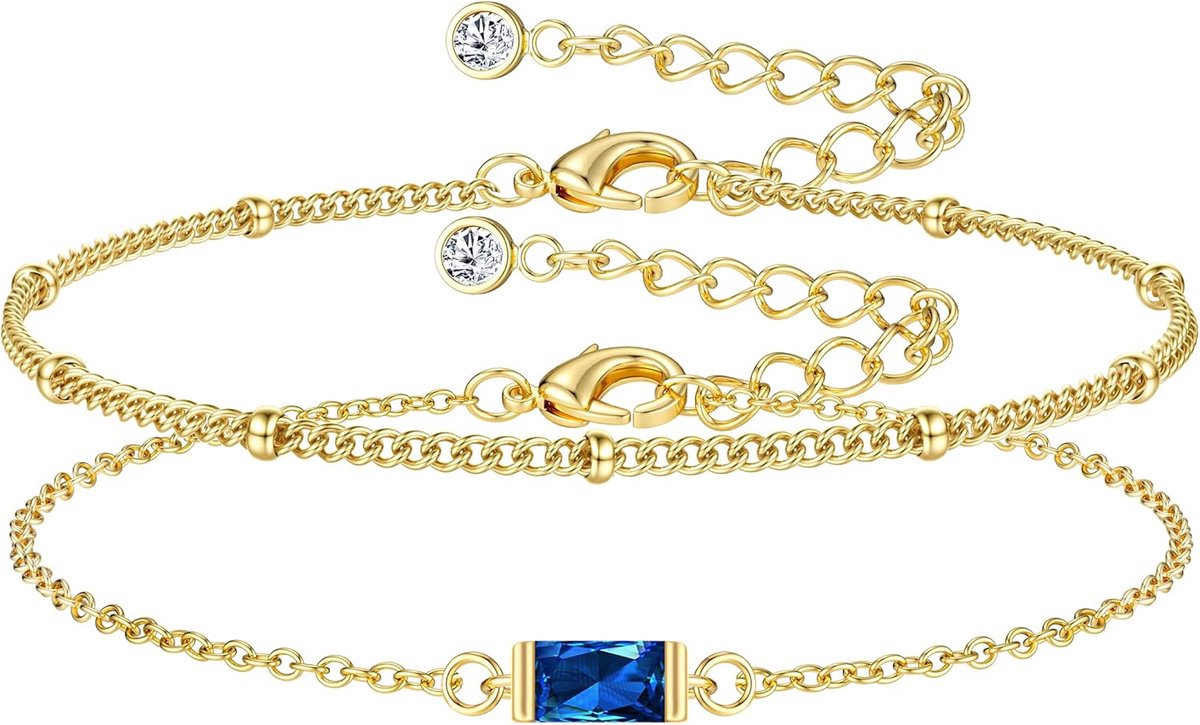 Armband voor vrouwen - 2 stuks - 18K verguld - verstelbaar - stijlvolle stapelbare sieraden - ShopVlot