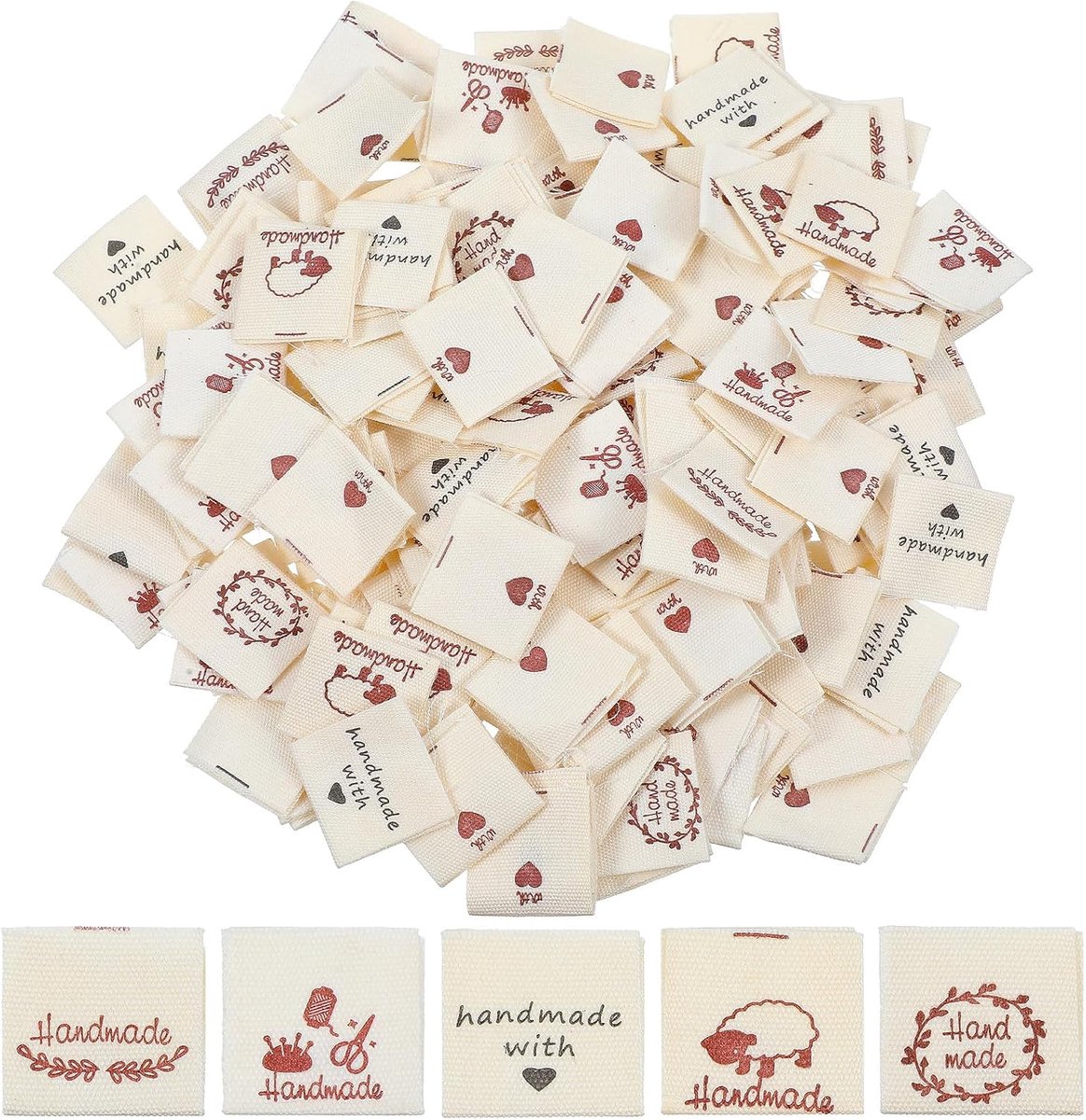 Sewing labels 200 stuks - Handgemaakte labels - 6 kleuren - Perfect voor naaien en decoratie - ShopVlot