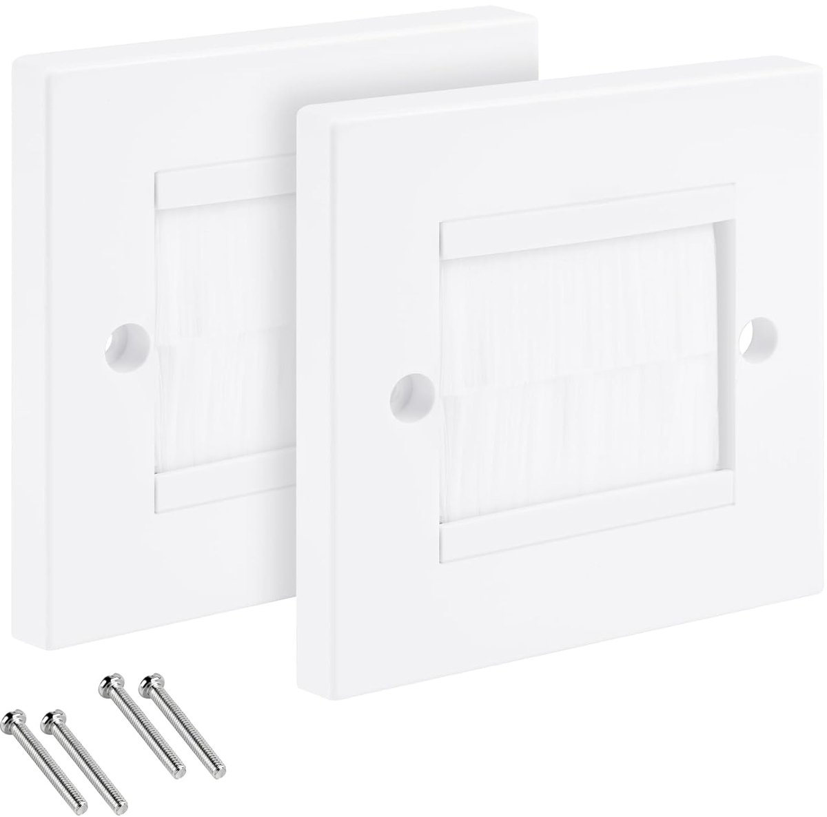 Inbouwdoos afdekking 85x85mm - Wit nylon borstel - Multimedia kabeldoorvoer - Netjes kabels verbergen - ShopVlot