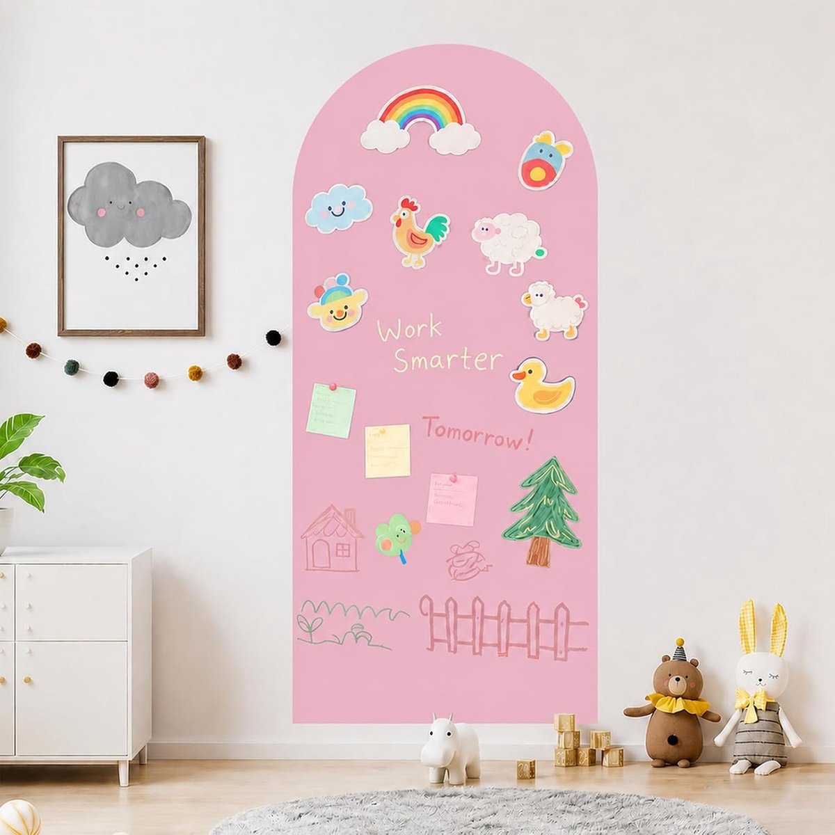 Magneetbord voor kinderen 100 x 45 cm - magneetfolie - multifunctioneel - creatief leren spelen - ShopVlot