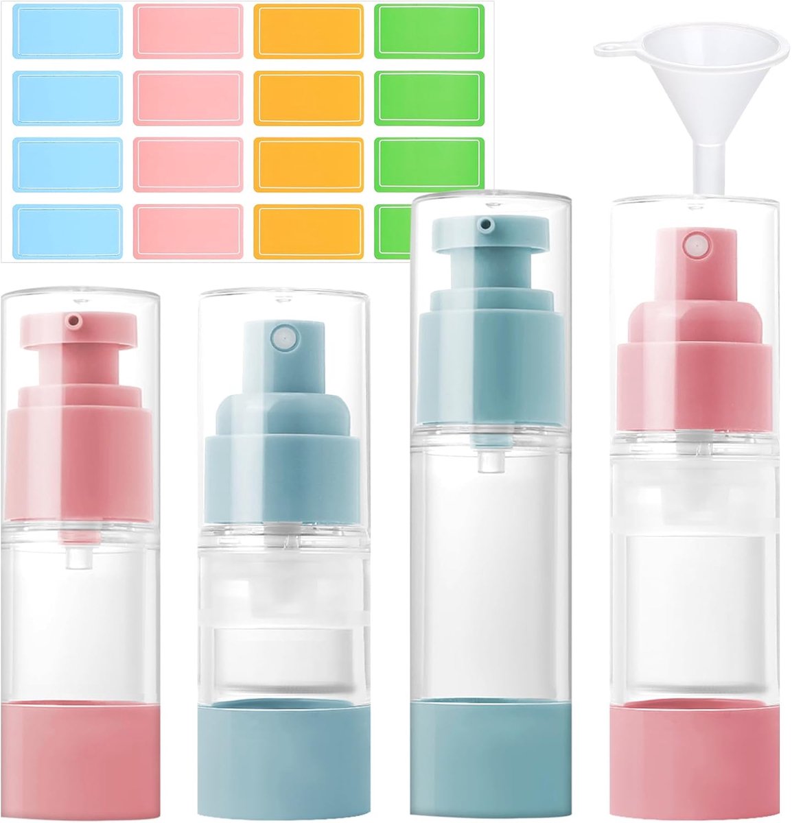 Cosmetic dispenser set 30ml/15ml - herbruikbaar - met funnel en labelpapier - ideaal voor reizen - ShopVlot
