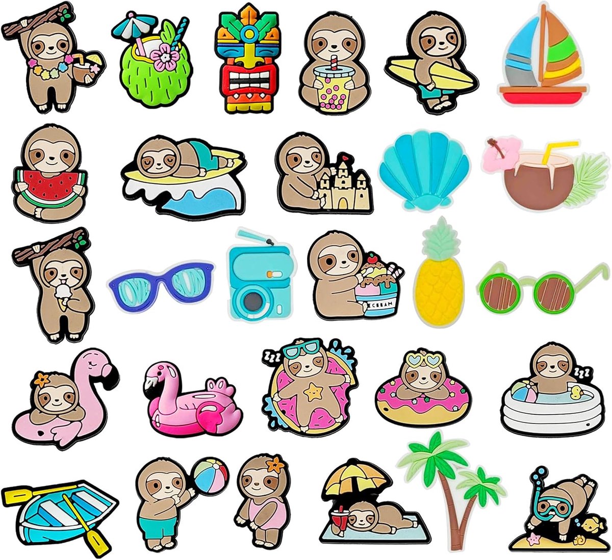 Schoen charms 28 stuks - Zomer thema - Siliconen - Maak je schoenen uniek - ShopVlot