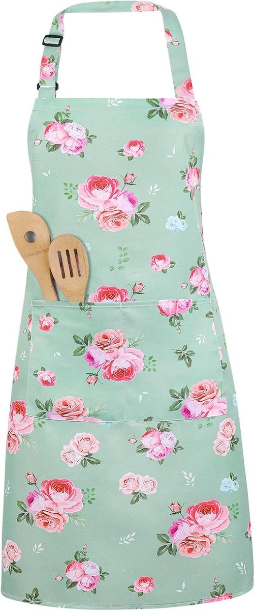 Keuken Schort Dames - Bloemen Vintage - Verstelbaar - Ideaal voor Koken - ShopVlot